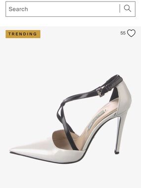 Prada White Pointed-Toe Pumps with Black Straps